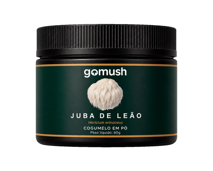 Embalagem Gomush Juba de Leão, cogumelo em pó, 60 g