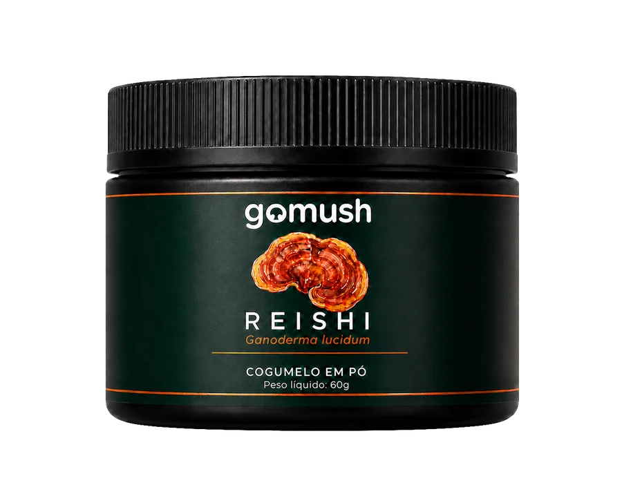 Embalagem Gomush Reishi, cogumelo em pó, 60 g